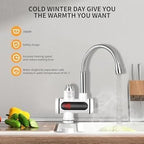 Instant Electric Water Heater Faucet, 3000W Digital Display, 360° Swivel, 30-60°C Temperature Control, ABS Plastic and Stainless Steel Construction, Tankless for Kitchen, Bathroom