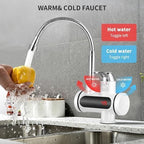 Instant Electric Water Heater Faucet, 3000W Digital Display, 360° Swivel, 30-60°C Temperature Control, ABS Plastic and Stainless Steel Construction, Tankless for Kitchen, Bathroom
