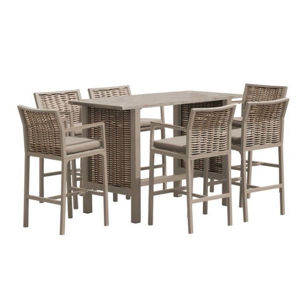 Design House 7-Piece Downtown Bright Bar Set: 6-Seater Outdoor Furniture in Light Beige