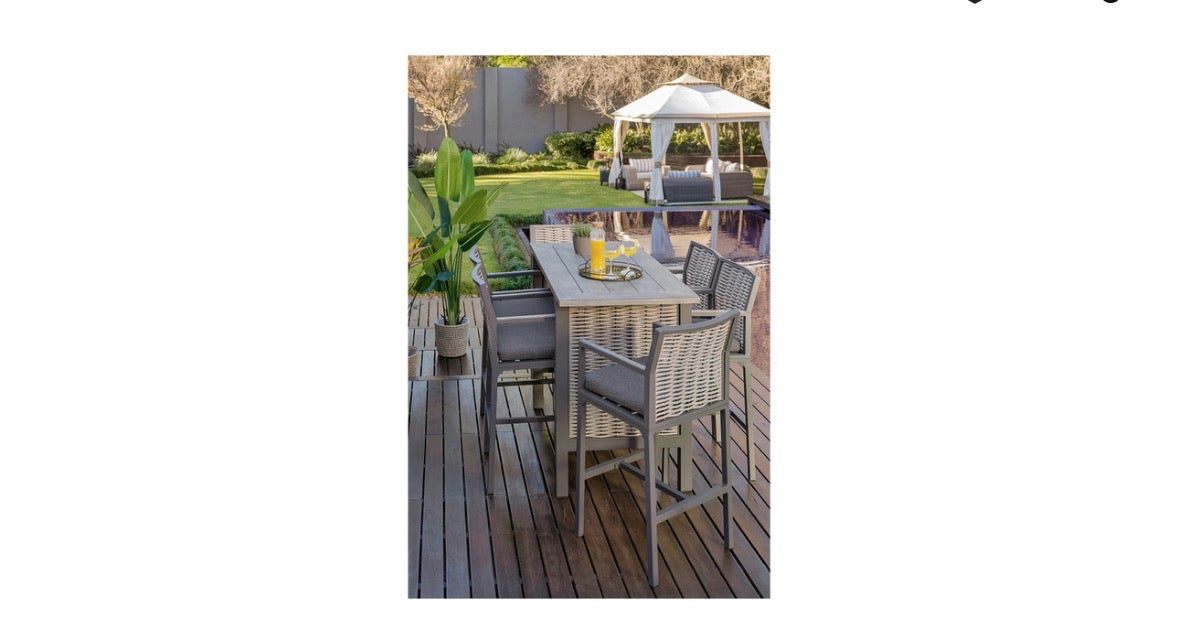 Design House 7-Piece Downtown Bright Bar Set: 6-Seater Outdoor Furniture in Light Beige