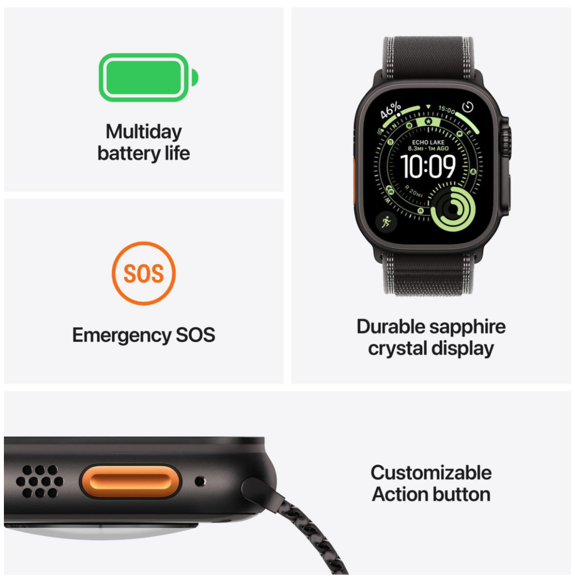 Apple Watch Ultra 3 GPS+Cell 49mm, Nat Titanium Cs, Light Blu Alpine Loop