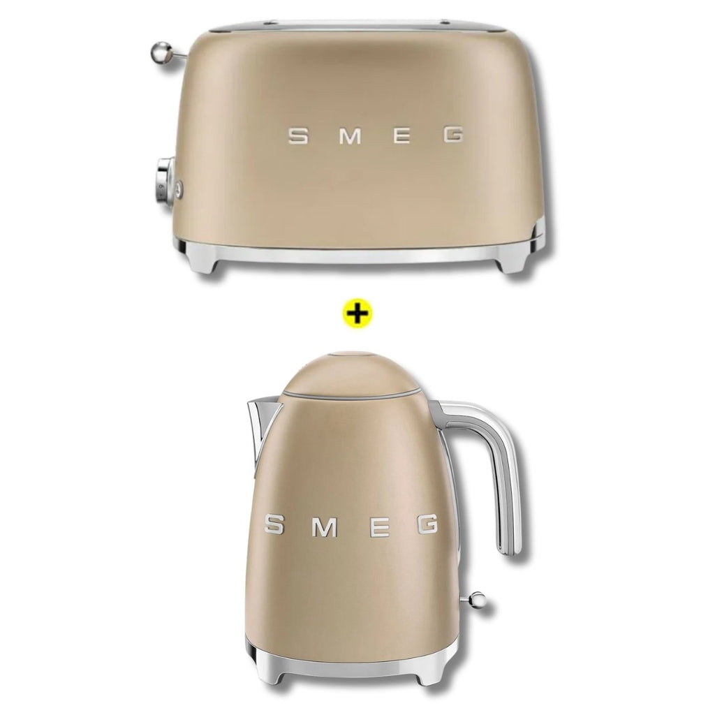 Smeg Retro Combo - 1.7 Litre 3D Logo Kettle Plus 2 Slice Toaster- Pink