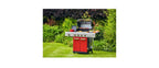 Outback 4 Burner Jupiter Hybrid Gas and Charcoal Braai with Chopping Board Red