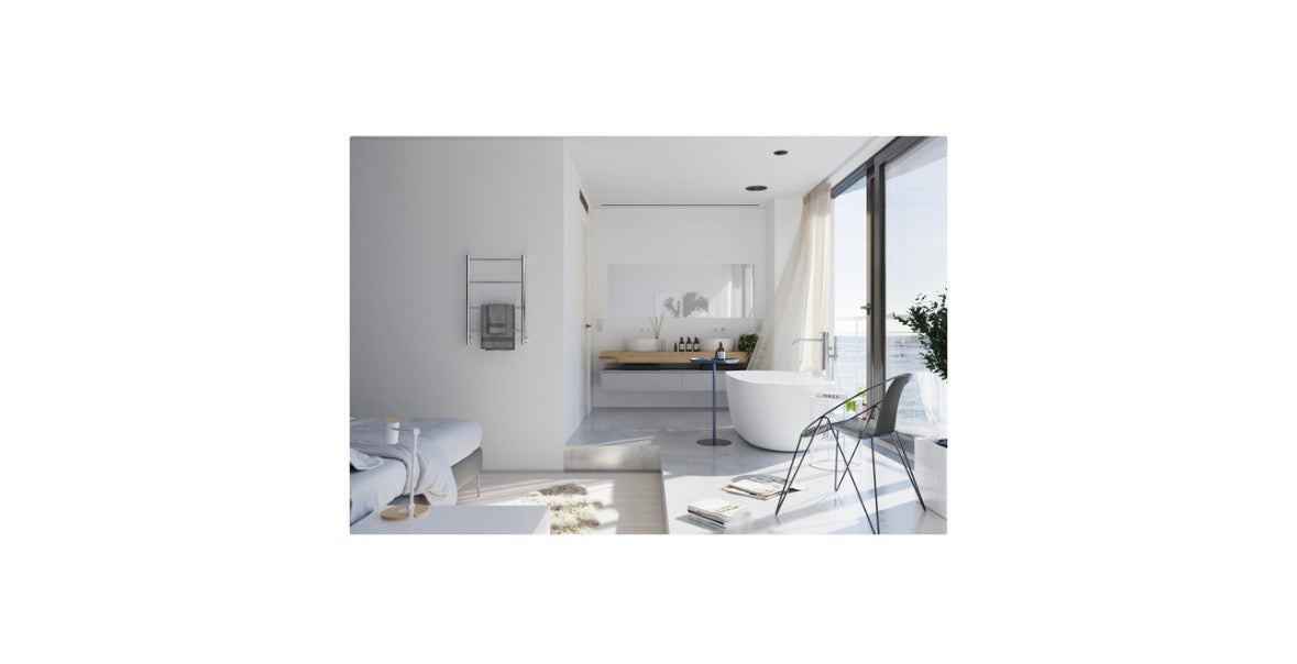 Jeeves Spartan I Heated Towel Rail Polished with Right Power Connection