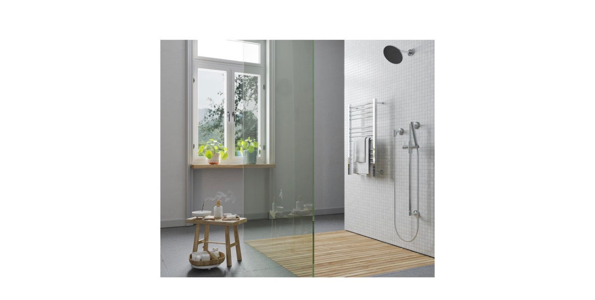 Jeeves Quadro P Heated Towel Rail Polished with Left Power Connection
