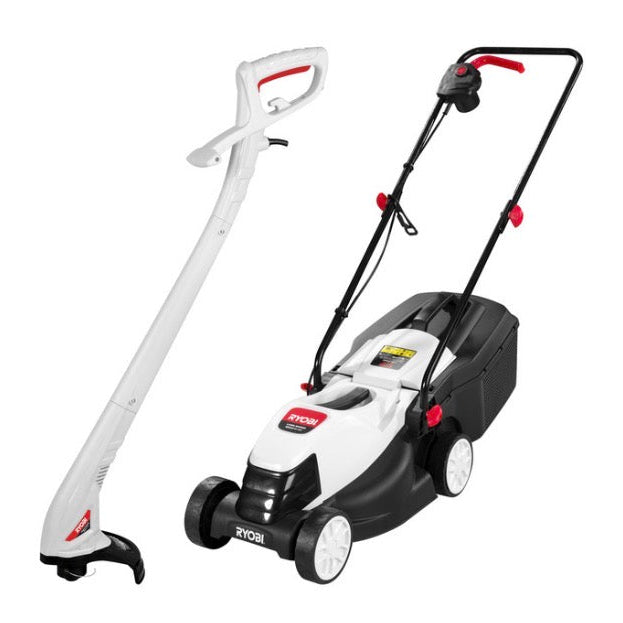Ryobi Combo 1200 W Electric Lawnmower and 300 W Trimmer – Compact Garden Care Solution KIT340