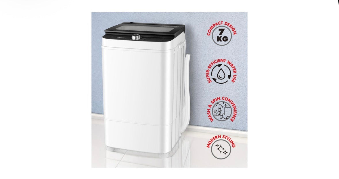 Bennet Read Single Tub Top Loader Washing Machine White and Black 7 KG